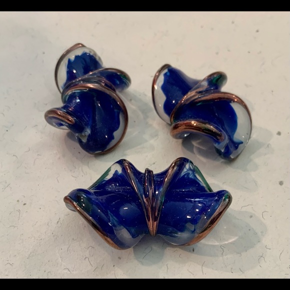 - 3 artisan made lamp work large glass pendants/beads - Picture 5 of 5